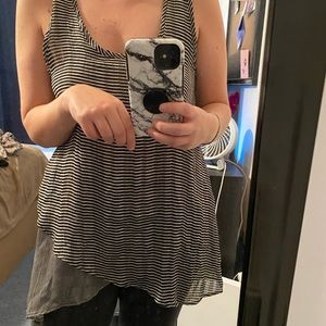 Chiffon striped hi-low blouse